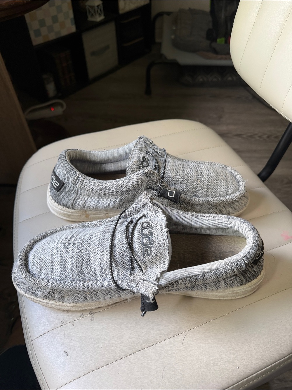 Hey Dude Light Gray Knit Slip-On Loafers